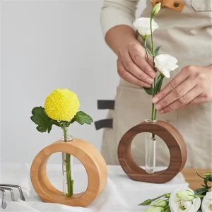 Wooden Flower Pot Home Vase Decor - Image 3