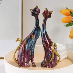 Colorful Resin Cat Statue - Image 3