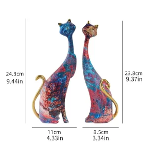 Colorful Resin Cat Statue - Image 4